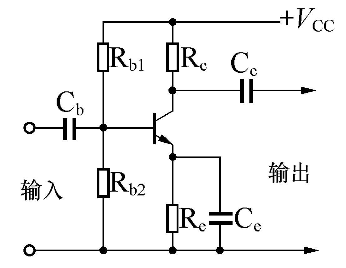 MC1-1154 题图：三极管放大电路（含 Rc/Re/Rb1/Cb/Ce/Cc 标注）