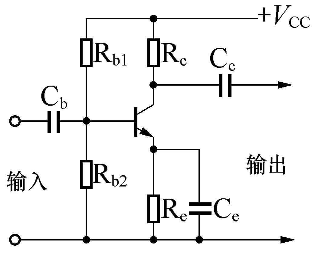 MC1-1158 题图：三极管放大电路（含 Rc/Re/Rb1/Cb/Ce/Cc 标注）