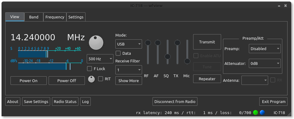 wfview IC-718 客户端一侧