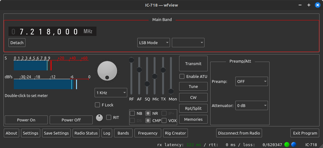 wfview 通过互联网连接到 IC-718