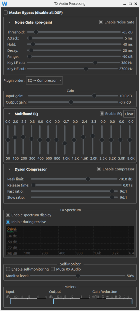 wfview transmit audio processor (DSP)
