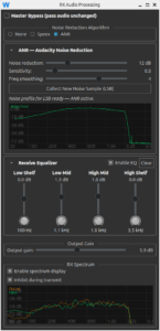 wfview receive audio processor showing Audacity noise reduction