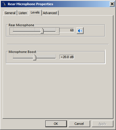 Classic Win 7 麦克风滑块