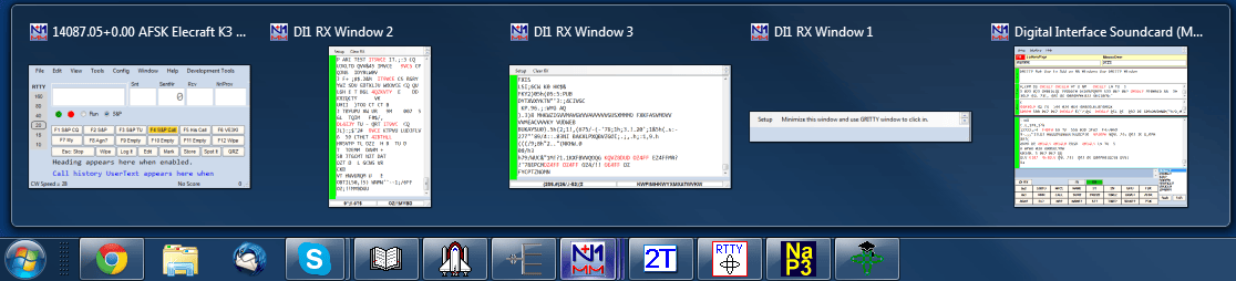 带有数字窗口图标和缩略图的 Windows 任务栏