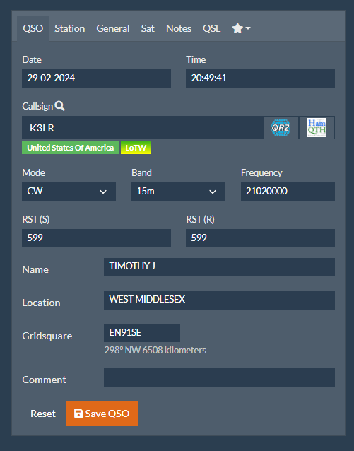 QSO 数据录入表单